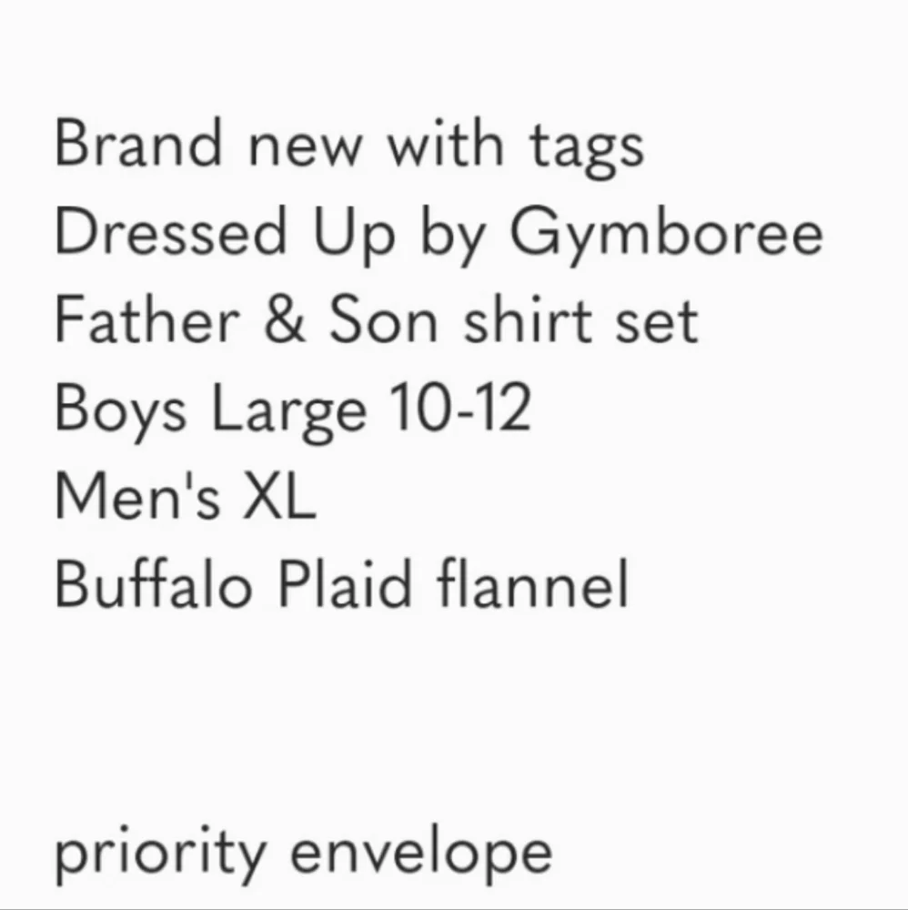 NWT Dad & Son shirt set flannel Buffalo plaid